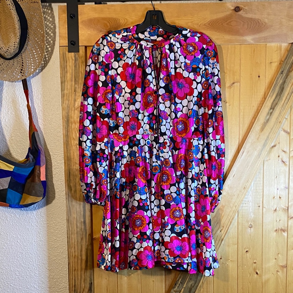 Floral Mini Dress - Pink and Blue